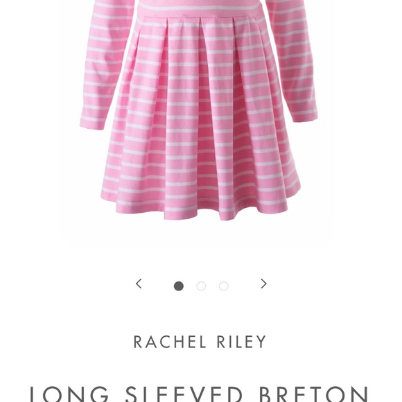 NWT Rachel Riley Pink Long. Sleeve Breton Dress - Picture 3 of 3